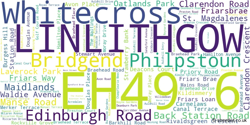 A word cloud for the EH49 6 postcode